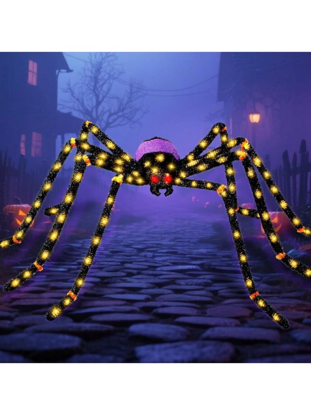 Giant 5.5FT Halloween Spider Decoration with 100 LED Lights - Scary & Spooky!